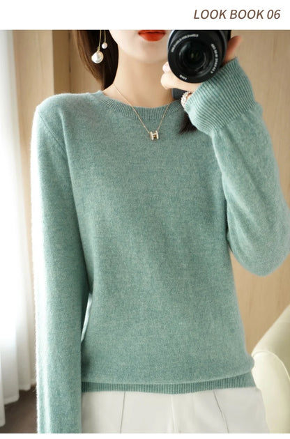 Herbst Winter frauen Pullover Oansatz Kaschmir Solide Pullover Schlank Bodenbildung Shirt Langarm Casual Grundlegende Pull Femme Pullover