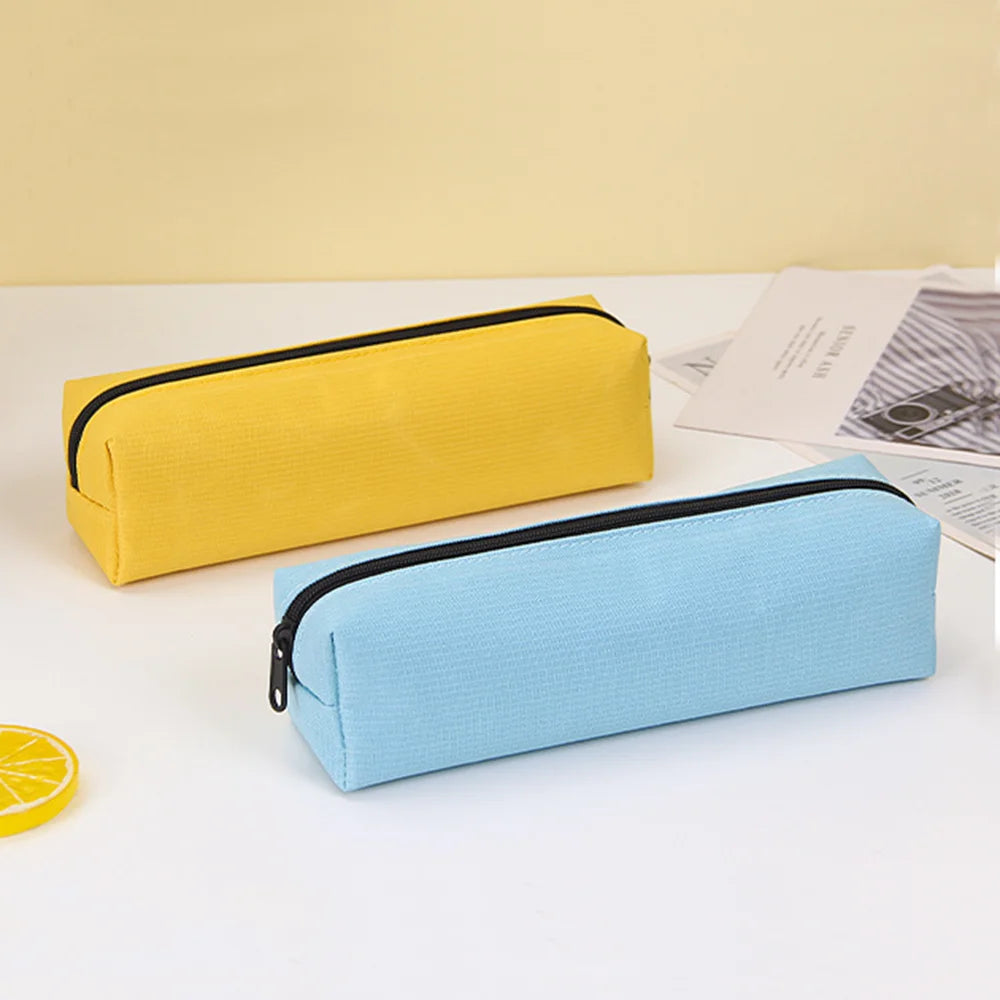 Solid Color Pencil Case Simple Pencil Bags For Student New Stationery School Supplies Kids Gift Zipper Big Cosmetic Bag.