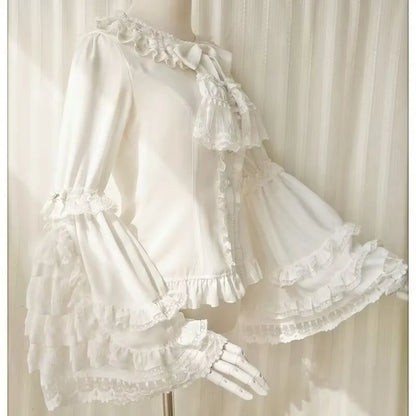Japanese Medieval Victorian Vintage Lolita Shirts Women Sweet Flare Long Sleeves Slim Y2k Tops Female Gothic  Blusas Blouses.