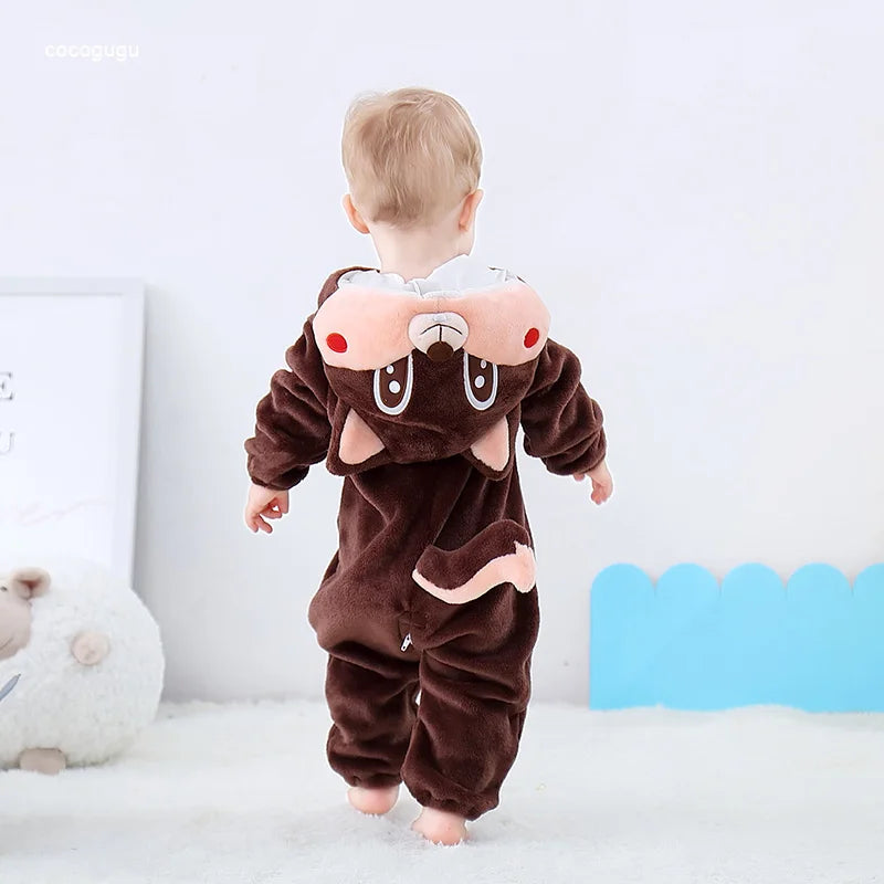 Husky Stram pler Baby Boy Girl Pyjama Neugeborene Bebe Kleidung niedlichen Body suits Flanell warmes einteiliges Winter Halloween Tier Outfit.