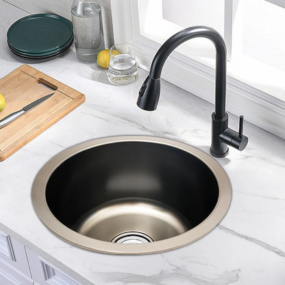 Runde Küchenspüle mit versenktem Einsatz auf der Arbeitsplatte, Handwaschbecken aus Edelstahl