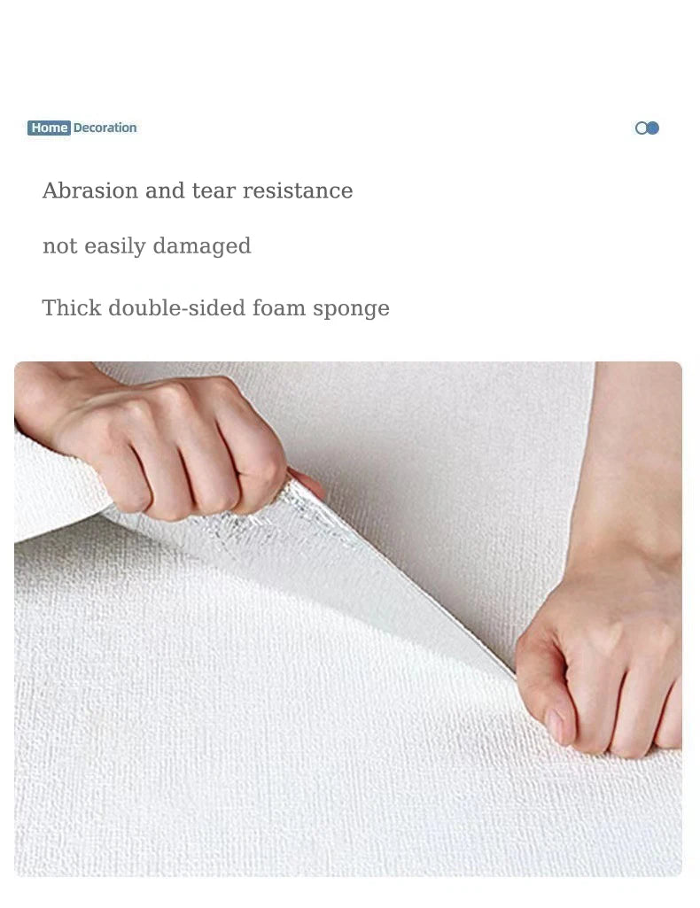 50 cm x 2,8/5/10 m Leinen einfarbig 3D verdickter wasserdichter Schaumstoff selbstklebende Hintergrundwand Renovierung Tapete Wandaufkleber