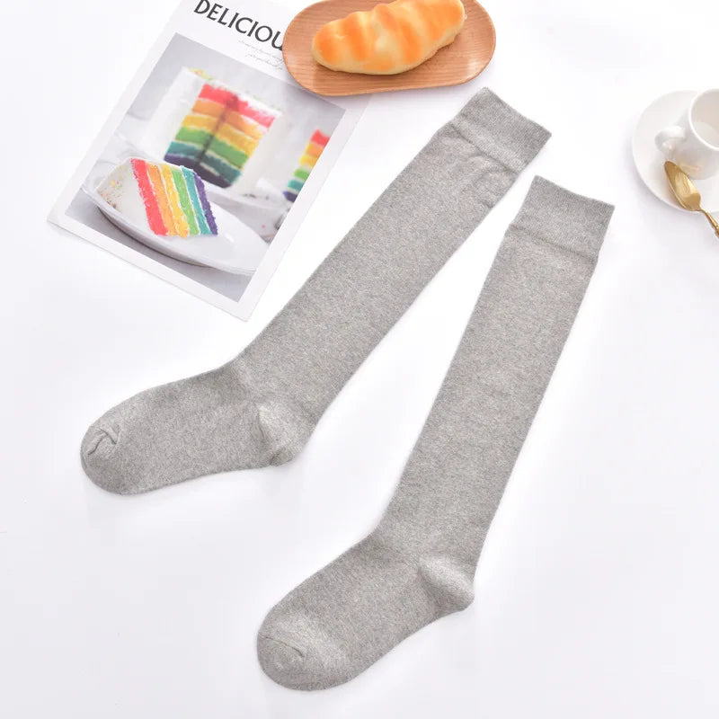 Cotton Spring Autumn Women Knee High Soild Color Socks Ladies Girl School Party Street Dancing Winter Knee Warm Sock For Women