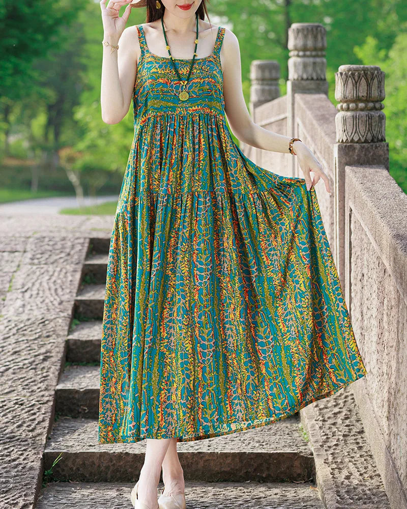 Neue Mode Lässig 2025, Sommer Elegante Kleider Für Frauen Oansatz Druck Vintage Ärmelloses Kleid Lose Frauen Kleidung