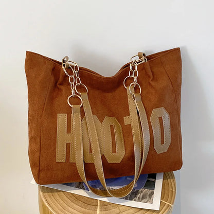Solid Color Shoulder Bag, Trendy Letters Tote Bag, Canvas Campus Handbag for Women, Office,College,Work,Travel Hand Bags Bolsa.