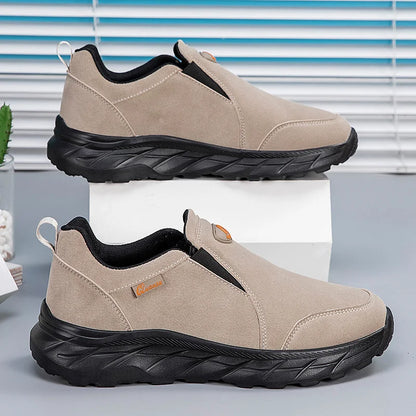 Mens Walking Shoes Leather Anti Slip Wear-resistant Autumn Fashion High-quality Soft Sole Comfortable Casual Flat Sneakers Man.