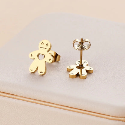 Stainless Steel Halloween Ghost Cat Stud Earrings For Women Girls Gold Color Waterproof Fashion Ear Party Jewelry Gift Wholesale.