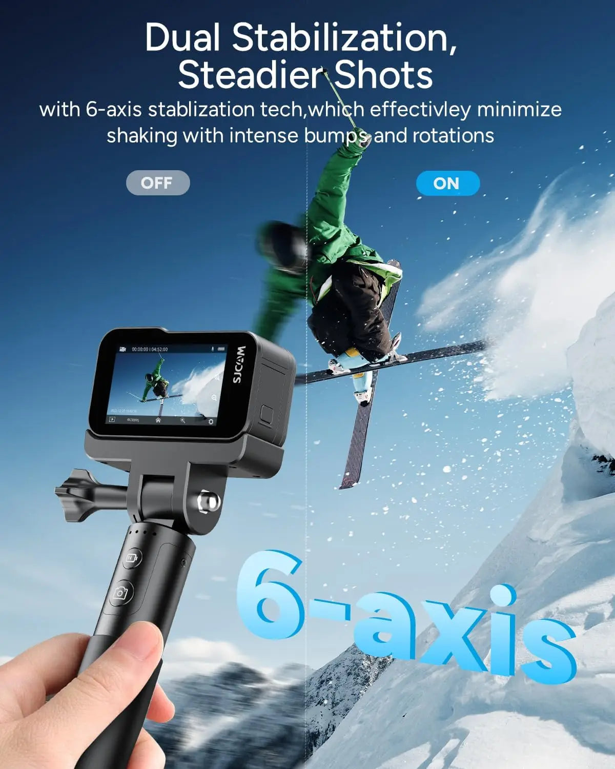 SJCAM SJ20 4K Anti-Shake Action Camera Dual Lens Waterproof 5G WiFi Touch Screen Motion Detection Multifunctional Sports Cam.