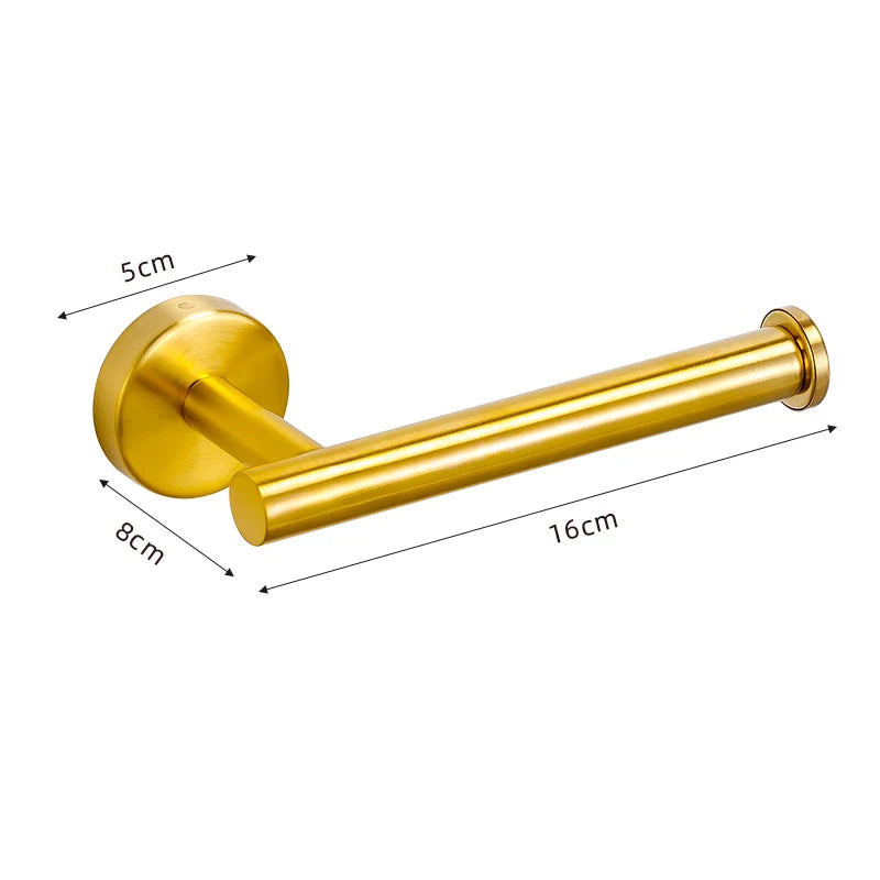 Badezimmer-Hardware-Set aus gebürstetem Gold, Handtuchhalter aus Edelstahl 304, Handtuchring, Toilettenpapierhalter, Kleiderhaken, Badezimmer-Zubehör