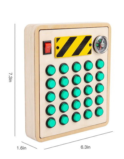 Montessori Busy Board Sensory Toys Wooden With LED Light Switch Control Board Travel Activities Children Games For 2-4 Years Old