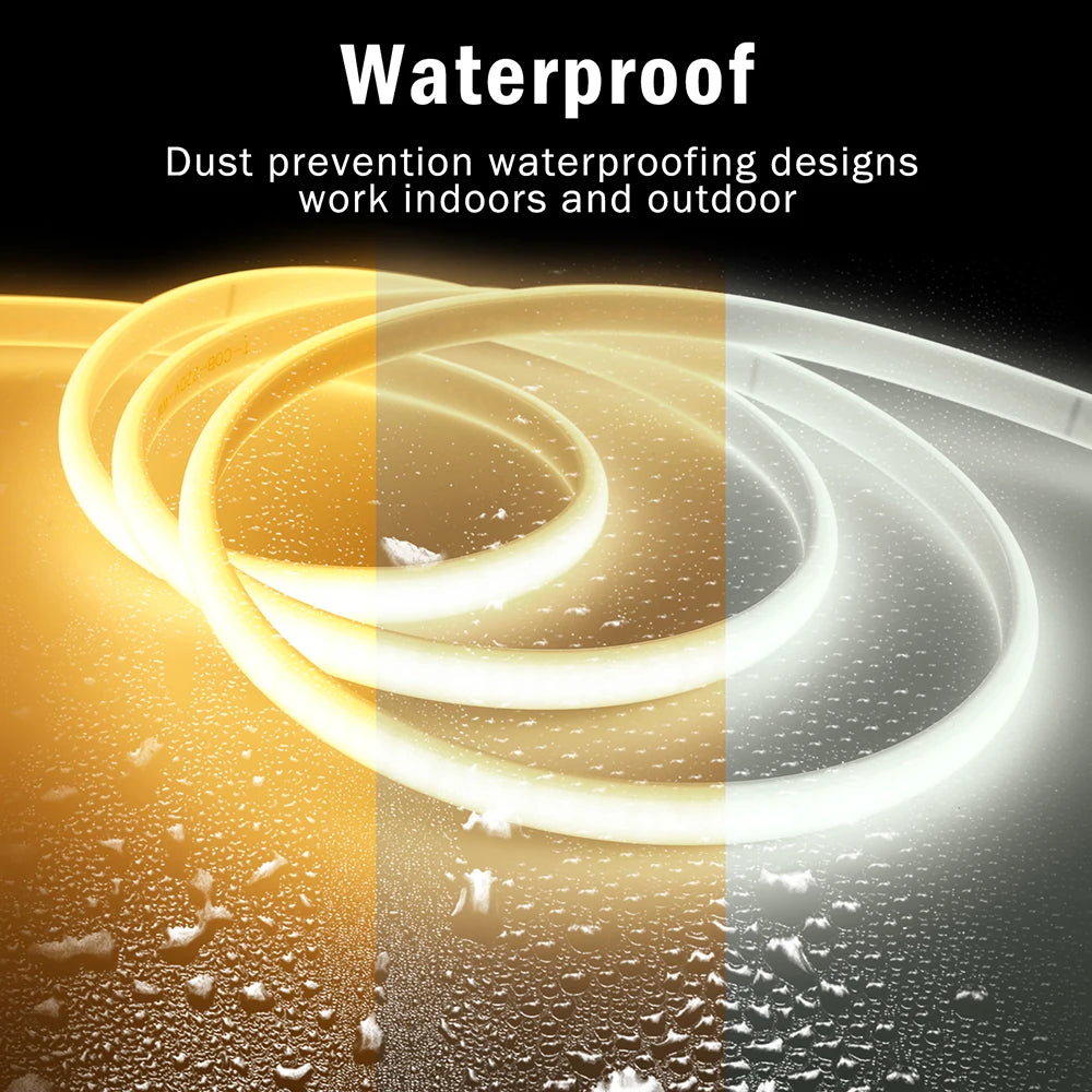 220V Dimmable COB LED Neon Strip Light Dimmer Switch Plug Kit Waterproof 288 LED Flex Tube Lamp Hight Bright Warm/Natural White.