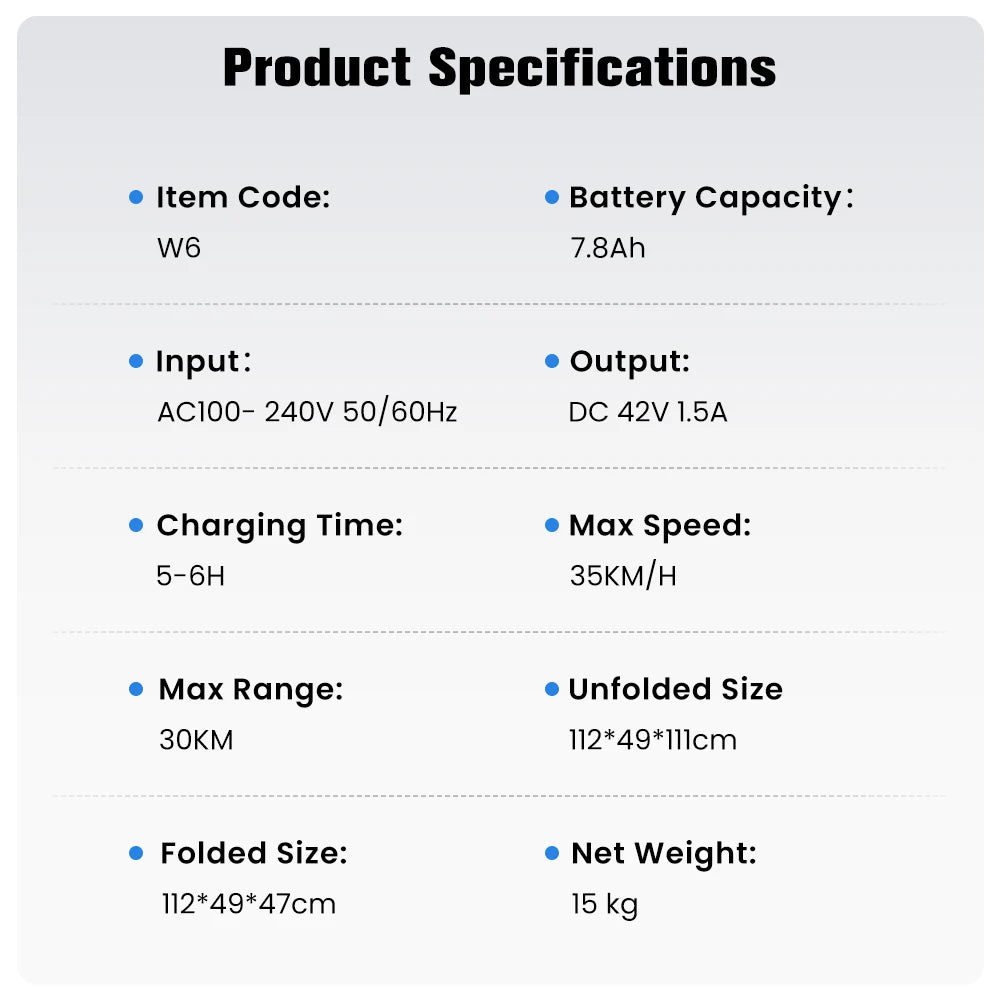 IScooter W6 Adult E-scooter 500W Motor 36V 7.8Ah Battery 35km/h Max Speed Support APP 30km Long Range City Electric Scooters.