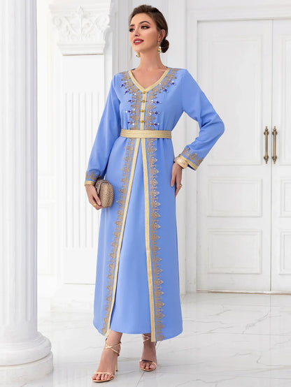 Schlanke Diamant Frauen Kleid türkische Bescheidenheit Robe elegante Mode langes Kleid arabische muslimische Kleid Abaya Langarm islamische Kleidung.