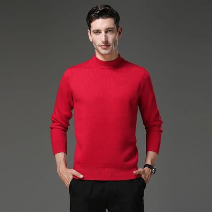 High End Wool Anti-pilling Blended Fashion Brand Half Turtleneck Knit Pullover Casual Sweater Mens Jumper Designer Clothing