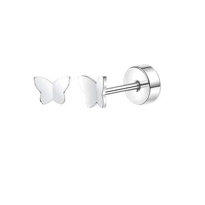 2PCS/Set Stainless Steel Heart Moon Earbone Stud Screw Ball Stud Earrings for Women Fashion Ear Tragus Cartilage Body Piercing