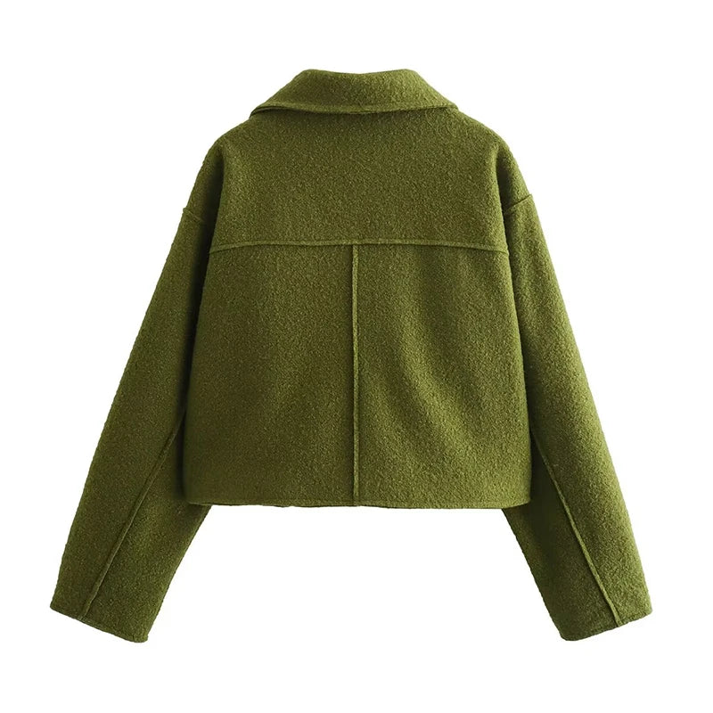 2025 frauen Elegante Feste Mantel Zipper Langarm Tasche Bomber Jacke Weibliche Casual Weiche Woolen Lose Streetwear Mäntel.