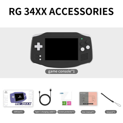 ANBERNIC RG34XX Retro Handheld Game Console, 3.4-inch IPS Display,  Linux, GBA, Bluetooth, HD TV Output, Video Game Player.