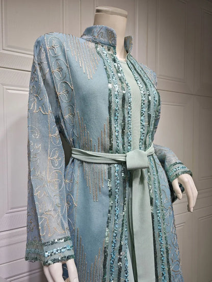 UNI Muslim Abaya Indische Anarkali Anzüge für Frau Dubai Tägliche Party Kleid Mode Langarm Gürtel Kleidung Muslimischen Robe