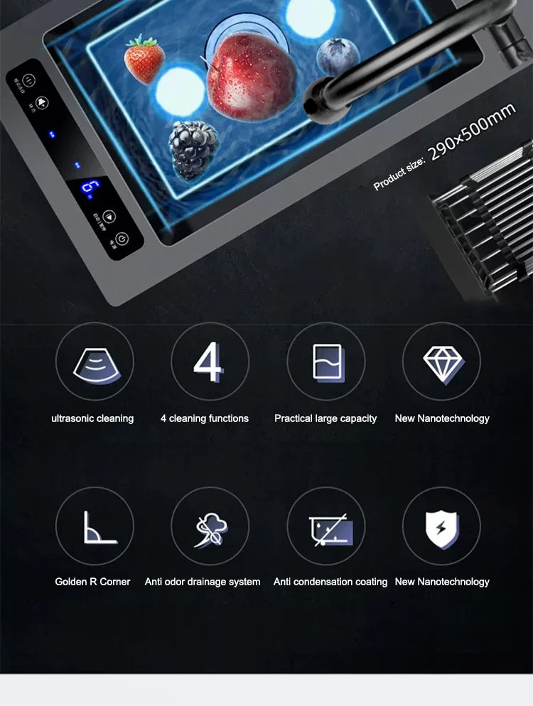 Kitchen Sink Stainless Steel Dishwashing Sink Ultrasonic Sink Dishwasher Multifunctional Intelligent Net Washer For Kitchen