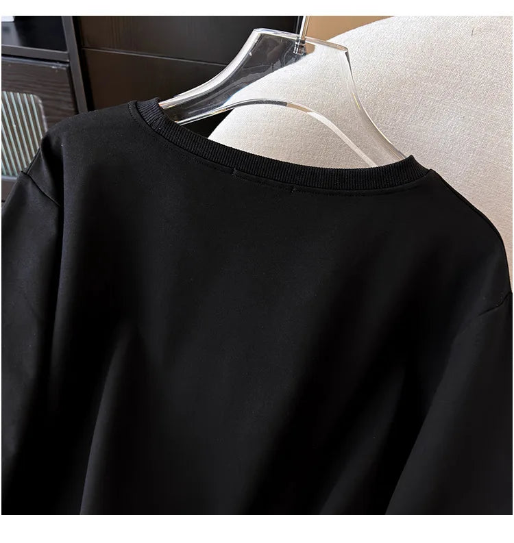 170kg plus size Damen büste Frühling Herbst Winter lose O-Neck Sweatshirt Langarm lässig Top 6xl 7xl 8xl 9xl 10xl 11xl