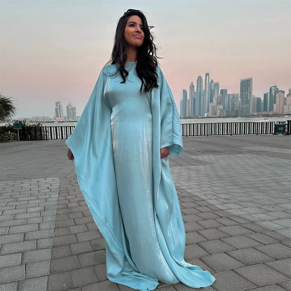 ramadan Eid Abayas For Women Modest Fashion Shimmer Batwing Satin Abaya Dubai Luxury 2024 Muslim Kaftan Dress Kebaya Vestidos.