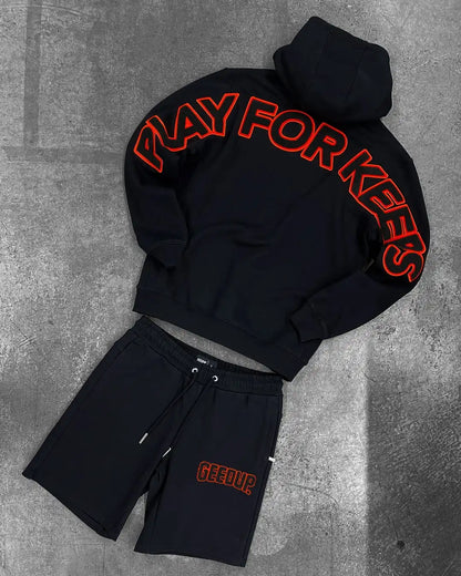 Sports and leisure hoodie two-piece set for men's y2k Harajuku Gothic bodybuilding outdoor couple design sports loose suit.