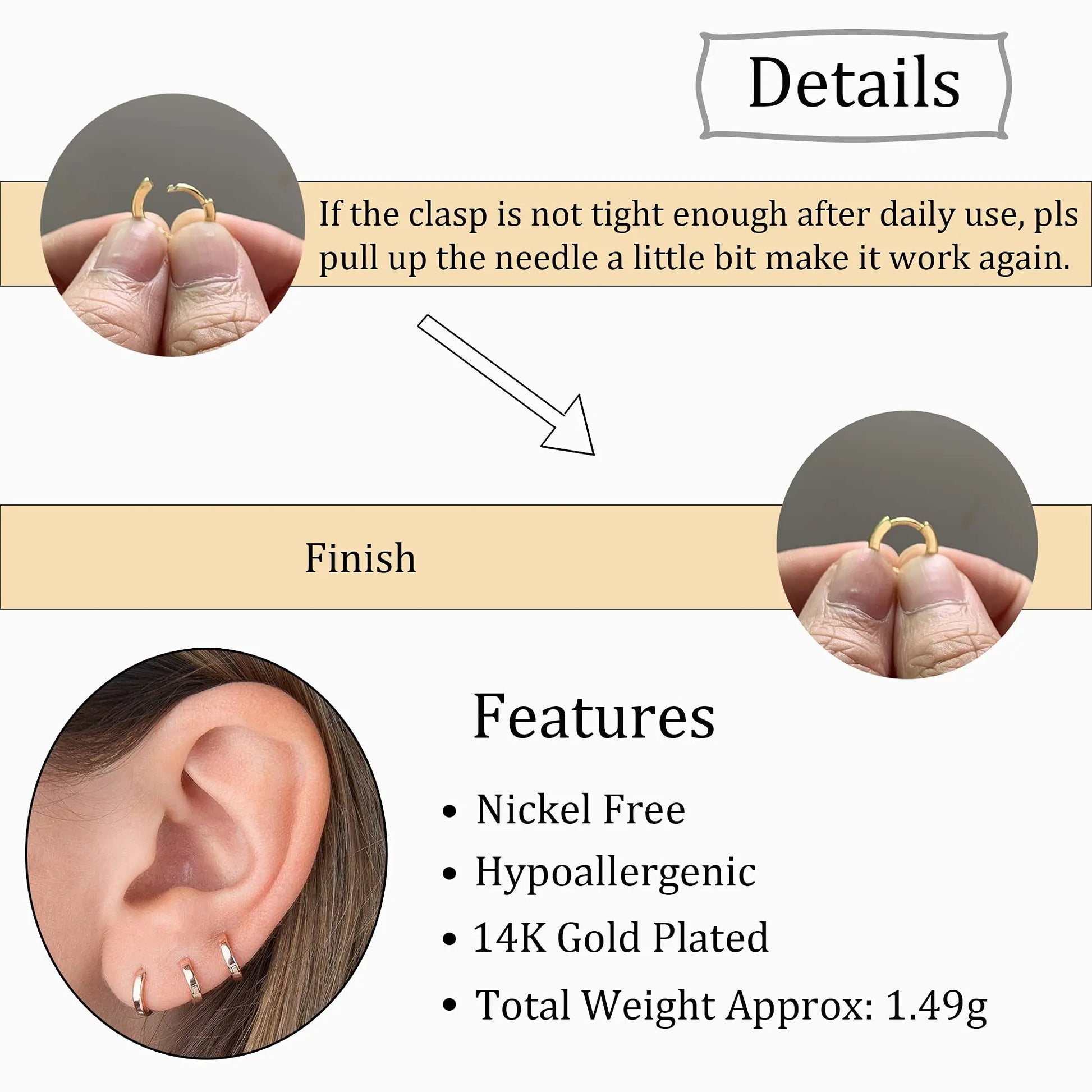 Shevalues Hoop Earrings for Women 14K Gold Plated Jewelry Set for Men New Luxury Piercing Ear Rings Hypoallergenic Earrings.