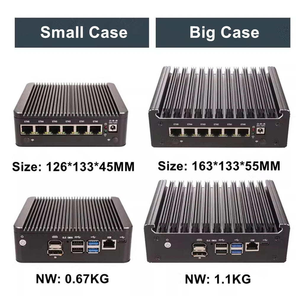 Intel N150 7505 6305 6 Lans i226-V 2.5G Firewall Soft Router DDR4 NVMe 1*COM Type-C pfSense OPNsense Fanless Mini PC Computer.