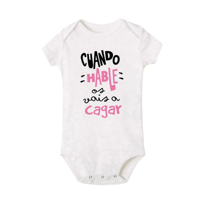 When I Talk You Mess Up The Gift Print Baby Strampler Säuglingsbodysuit Baby Niedliche Kleidung Neugeborene Kurzarm Bodys Kleinkind Geschenk