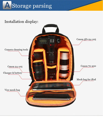 SLR digital camera backpack outdoor large capacity SLR camera bag 15.6-inch laptop backpack can accommodate SLR cameras and mult