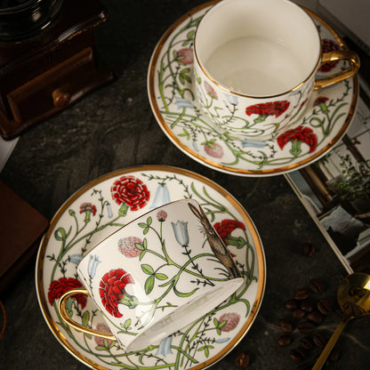 Russian Royal Porcelain Lomonosov Cartoon Rabbit Gold Plated Bone China Coffee Cup and Saucer Gift Box Gift Coffee Cup Set.