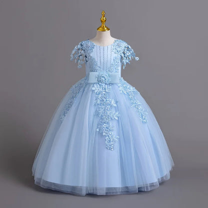 Prinzessin Mädchen Kommunion Geburtstags feier Tanz Leistung Pailletten schwarz Kleid Mädchen Hochzeit Brautjungfer Party Langarm Kleid.