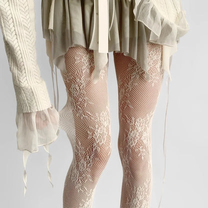 2025 New Tights Women Sexy Lace Floral Thigh High Stockings Pantyhose Lingerie Hosiery Mesh Fishnet Stockings Women Tights
