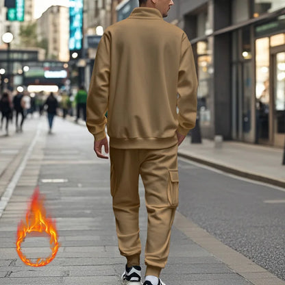 2024 Herbst und Winter Herren-Sporthosen-Set aus lässigem Samt mit warmem Reißverschluss
