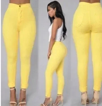 Einfarbig Dünne Jeans Frau Weiß Schwarz Hohe Taille Render Jeans Vintage Sexy Lange Hosen Femme Casual Bleistift Hosen Denim Jeans.