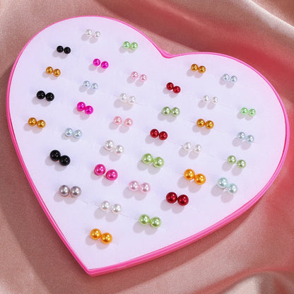 Multicolor 36Pairs Cartoon Hypoallergenic Plastic Stud Earrings Set For Women Girl Cute Animal Flower Ear Wedding Gifts Jewelry