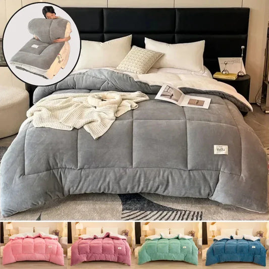 Winter Quilt Blanket Double Sided Velvet Lamb Cashmere Double Bed Quilts King Queen Full Size Bed Duvet Thicken Comforter Core.