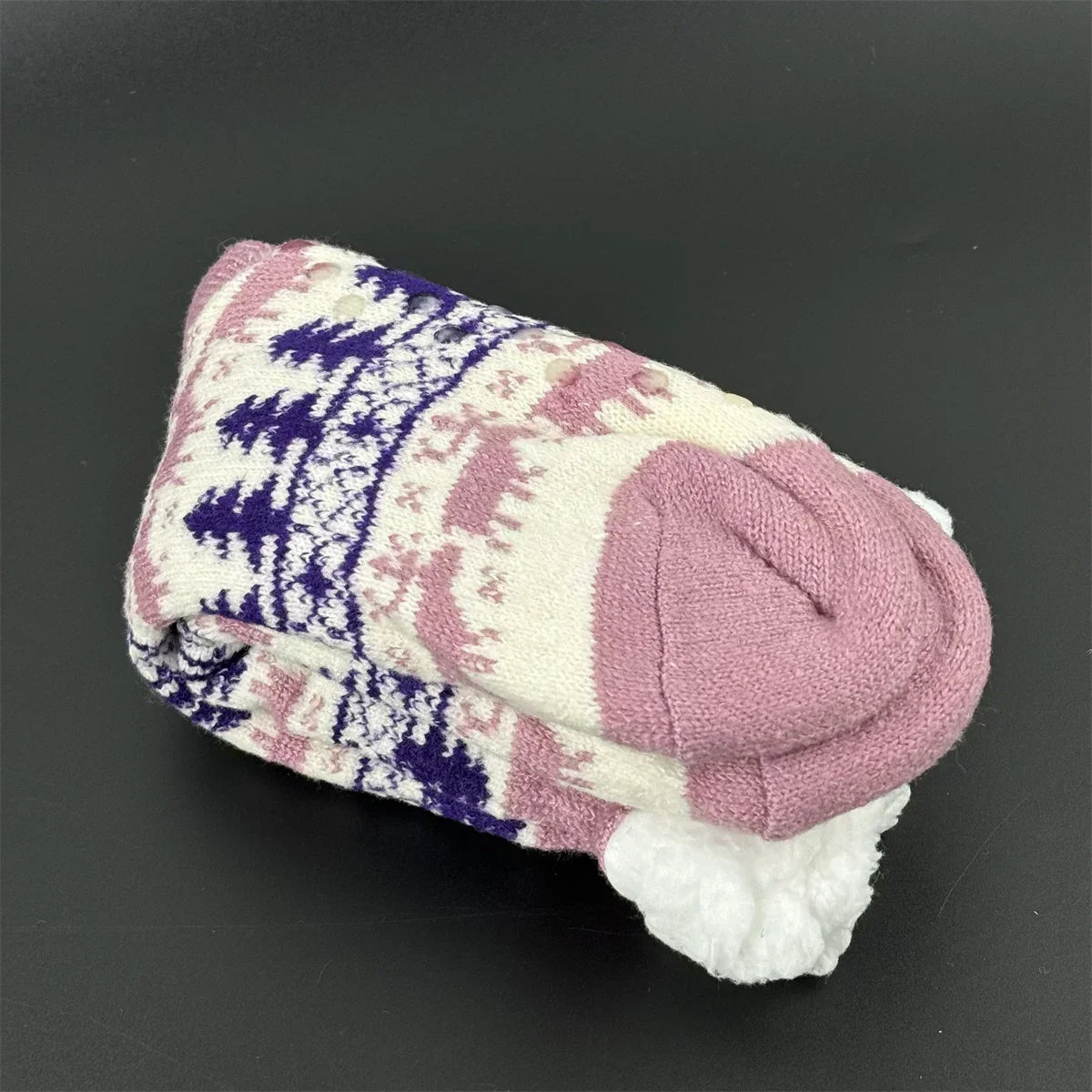 Fuzzy Fluffy Sock Women Winter Christmas Gift Warm Plush Non slip Home Sleeping Soft Female Floor Thermal Slipper Sock Snowflake