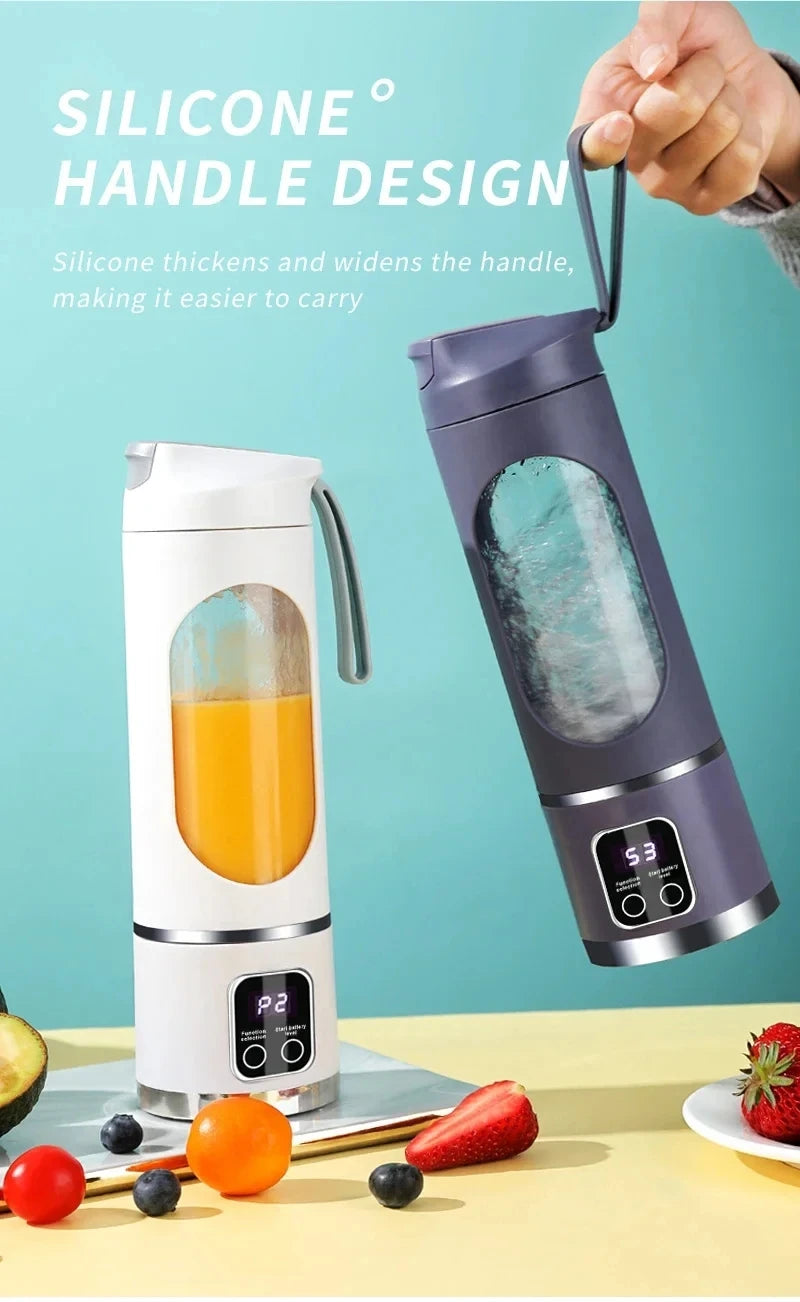 2025 New Household Charging MINI Crushed Ice Electric Juicer Powerful Motor 450ML Large Capacity Digital Display Juice Cup.