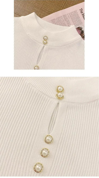 2025gestrickte Kleidung Herbst Winter Korean Fashion Solid Pullover Frauen Kurzarm Tops Pull Femme Beiläufige Dünne Weibliche Pullover.