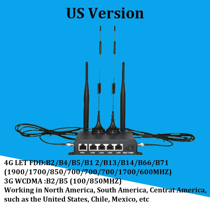 KuWFi 4G LTE WiFi Router 2.4G CAT4 300Mbps RJ45 Port Support VPN DDNS Firewall Function Wall-Mounted External 4pcs Antennas