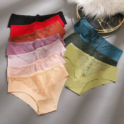 BZEL 10PCS/Set Women's Panties Exquisite Sweet Lace Underwear Sexy Lingerie Silk Satin Briefs Woman Comfort Breathable Underpant.