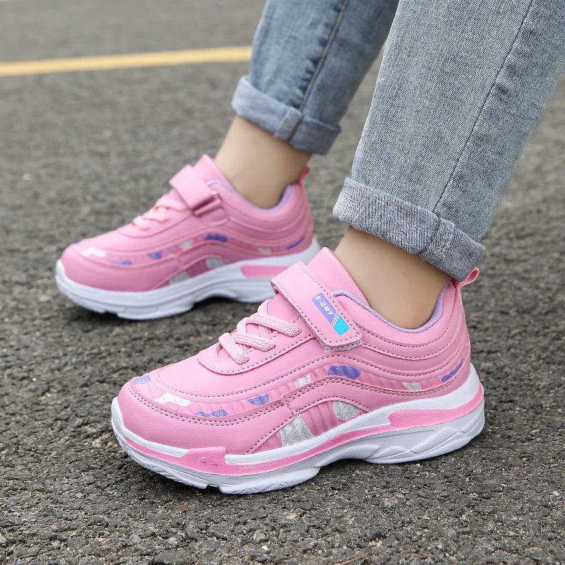 Cute Children Sneaker Girls Shoes Luxury Leather Lightweight Kids Casual Shoes Running Sports School Tennis Sneaker for Girl.