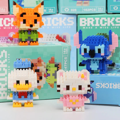 Stitch Disney Princess Elsa LinaBell Building Blocks Mickey Mouse Duck Mini Action Figures Blocks Assemble Toys Brick Kids Gifts.