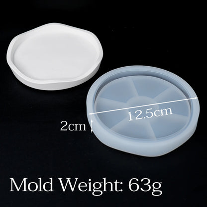 Flower Shape Tray Silicone Mold DIY Handmade Round Coaster Plaster Molds Concrete Resin Storage Plate Crafts Making Home Decor.