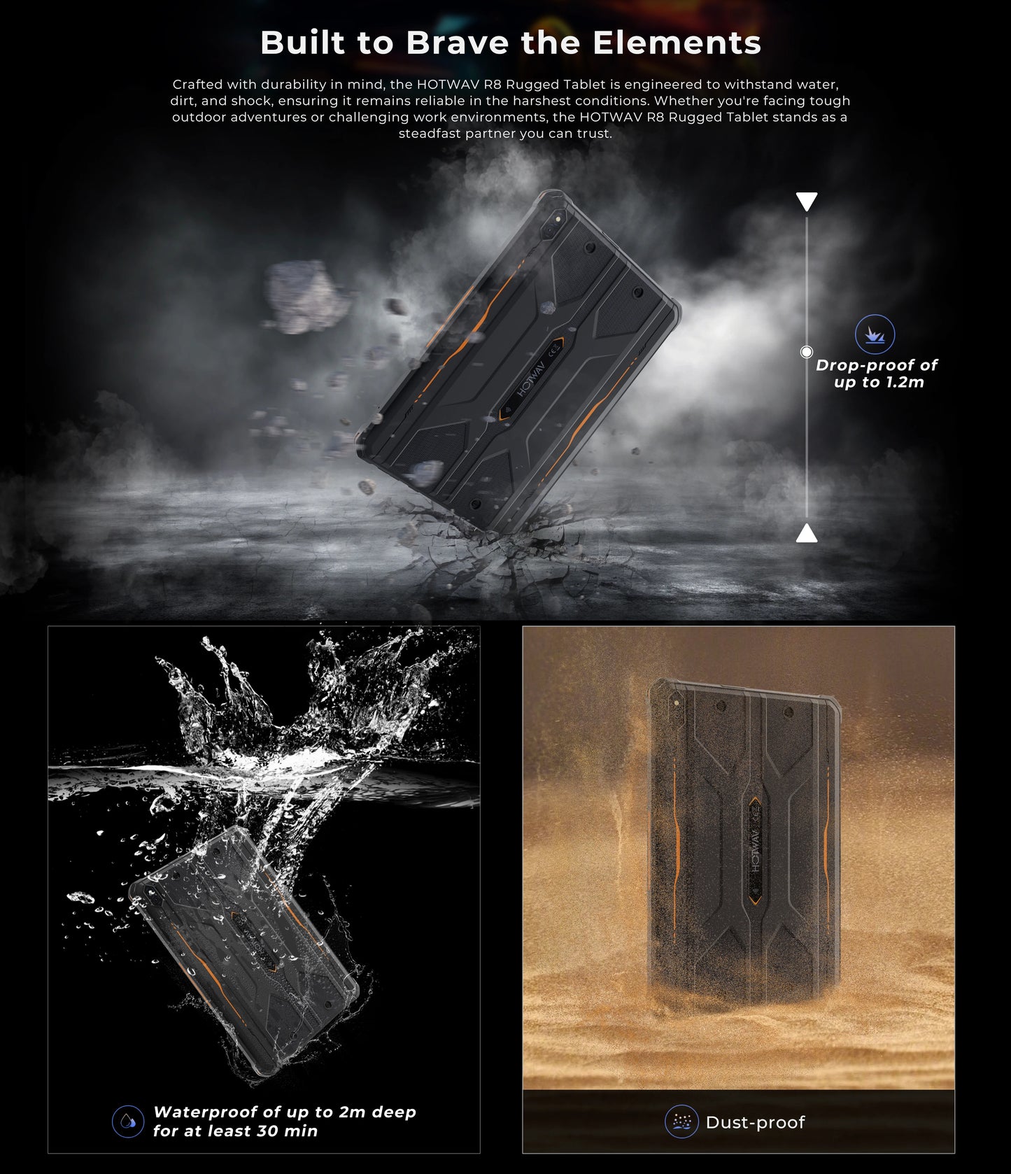 HOTWAV R8 Rugged Tablet 10.1'' HD+ Display 10800mAh Massive Battery Pad Android 14 OS Octa-core 4GB 128GB Tablet PC Global.