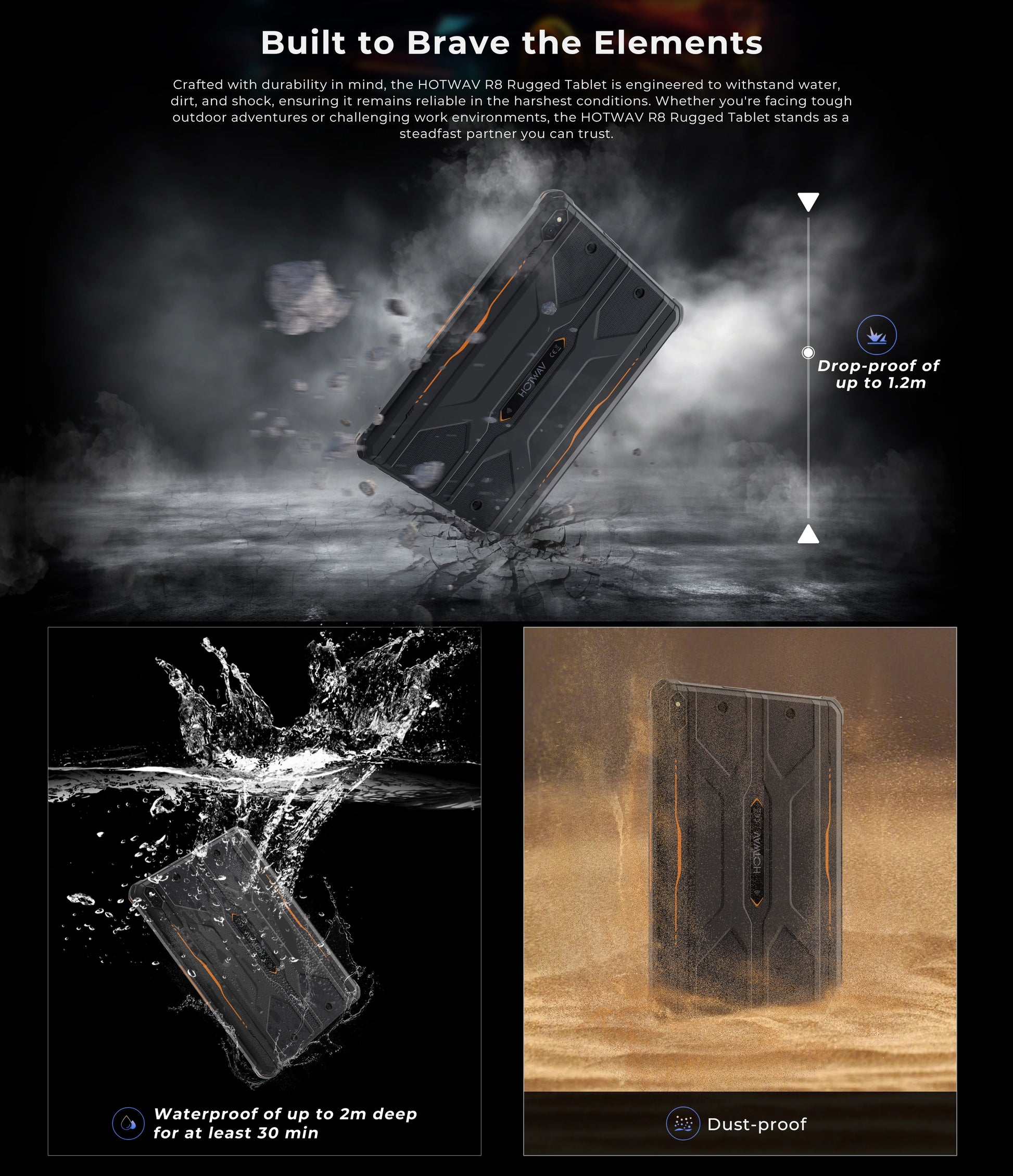 HOTWAV R8 Rugged Tablet 10.1'' HD+ Display 10800mAh Massive Battery Pad Android 14 OS Octa-core 4GB 128GB Tablet PC Global.