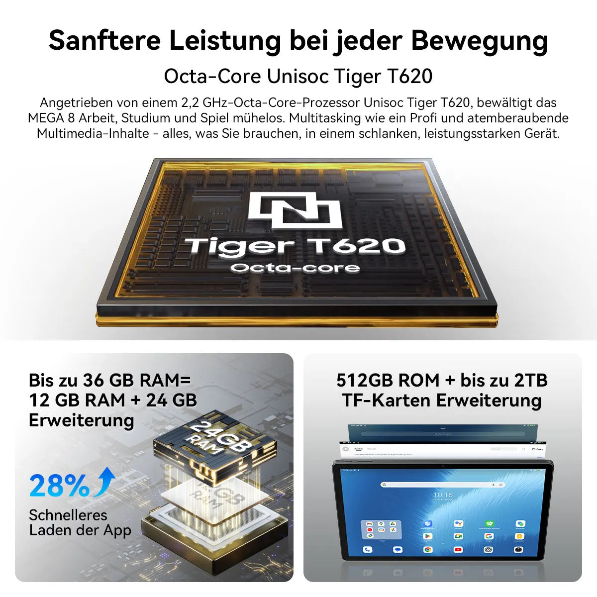 Blackview MEGA 8 Tablet 13‘’ 2K FHD Display, Octa Core T620 Android 15, 12GB RAM, 512GB ROM, 50MP + 13MP Camera, 11000 mAh.