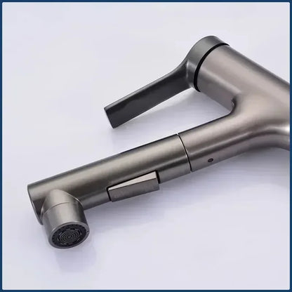 Single Handle Dual Hole Hot Cold Brass Washbasin Faucet 3 Function Stream Sprayer Pull Out Basin Sink Mixer Tap for Bathroom