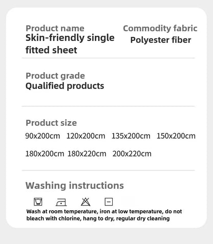 1Pc Fitted Bed Sheet With Elastic Band Solid Color Anti-slip Adjustable Mattress Cover for Single Double (No Pillowcase）